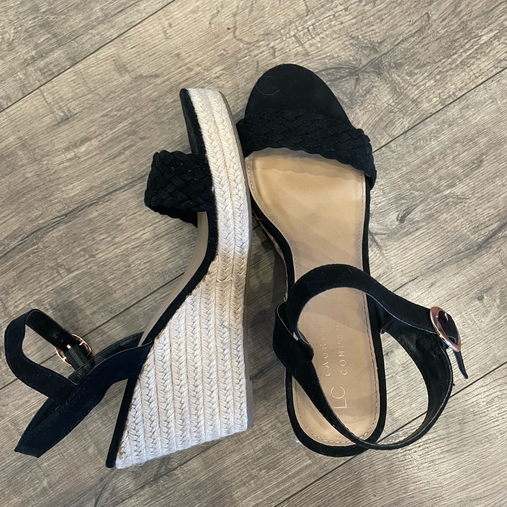 Black wedge sandals size 11